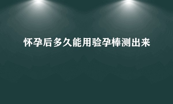 怀孕后多久能用验孕棒测出来