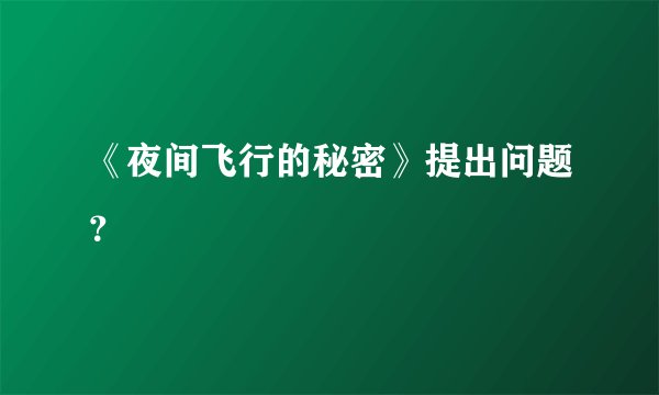 《夜间飞行的秘密》提出问题？