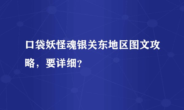 口袋妖怪魂银关东地区图文攻略，要详细？
