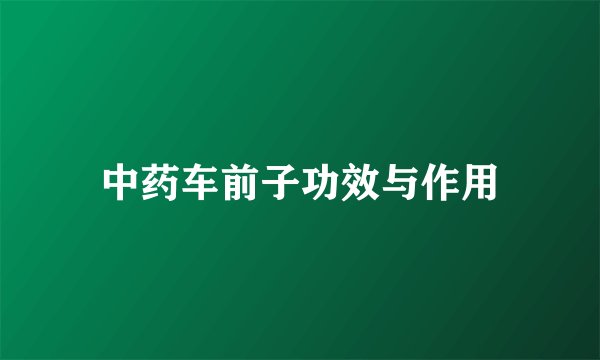 中药车前子功效与作用