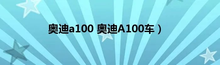 奥迪a100 奥迪A100车）
