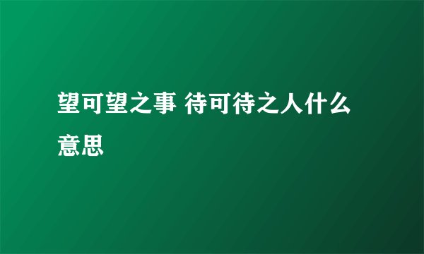 望可望之事 待可待之人什么意思