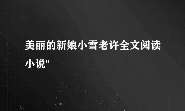 美丽的新娘小雪老许全文阅读小说