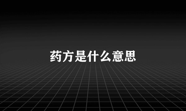 药方是什么意思