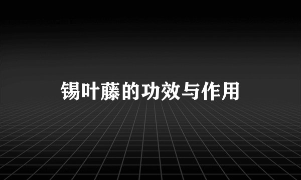 锡叶藤的功效与作用