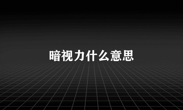 暗视力什么意思