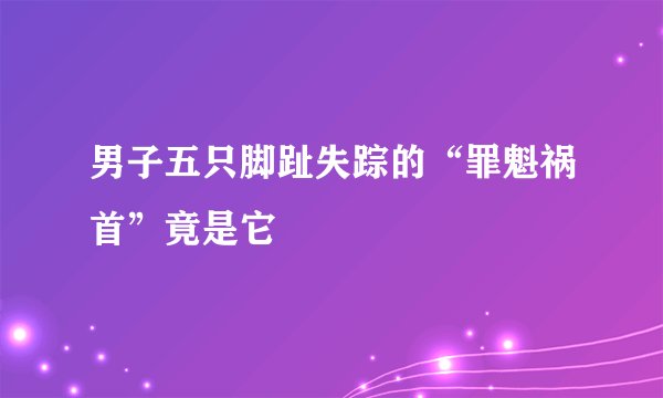 男子五只脚趾失踪的“罪魁祸首”竟是它