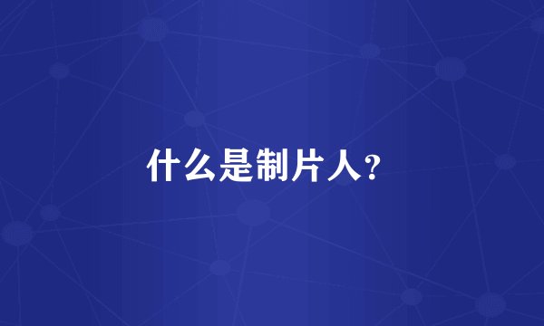 什么是制片人？