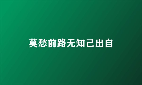 莫愁前路无知己出自