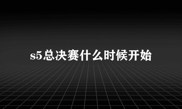 s5总决赛什么时候开始
