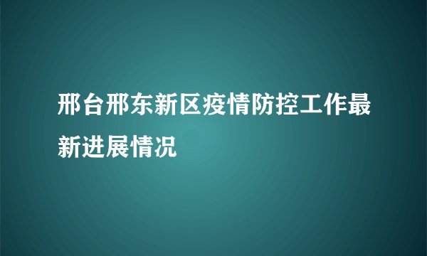 邢台邢东新区疫情防控工作最新进展情况