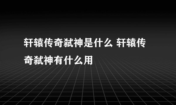 轩辕传奇弑神是什么 轩辕传奇弑神有什么用