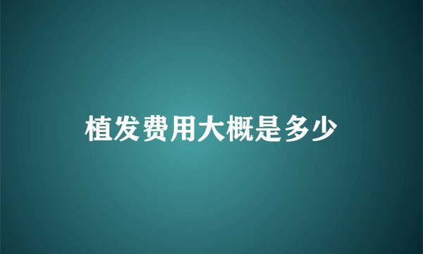 植发费用大概是多少