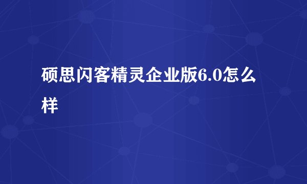 硕思闪客精灵企业版6.0怎么样
