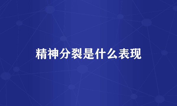 精神分裂是什么表现