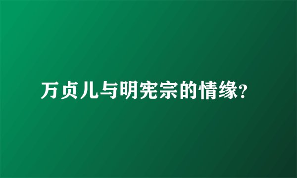 万贞儿与明宪宗的情缘？
