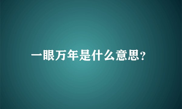 一眼万年是什么意思？