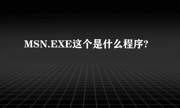 MSN.EXE这个是什么程序?