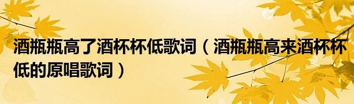 酒瓶瓶高了酒杯杯低歌词（酒瓶瓶高来酒杯杯低的原唱歌词）