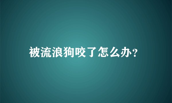 被流浪狗咬了怎么办？