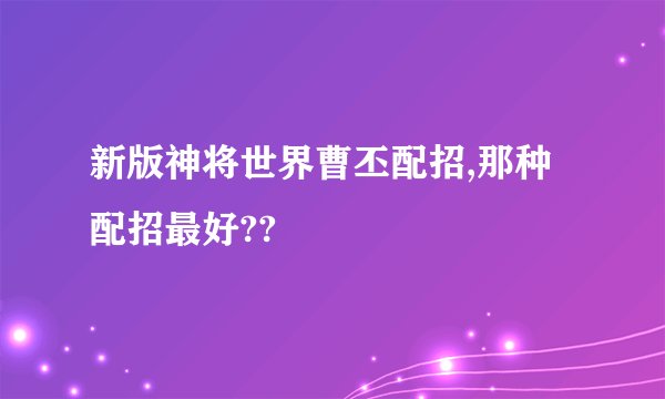 新版神将世界曹丕配招,那种配招最好??