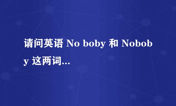 请问英语 No boby 和 Noboby 这两词又有甚麼的区别呢？ 帮忙