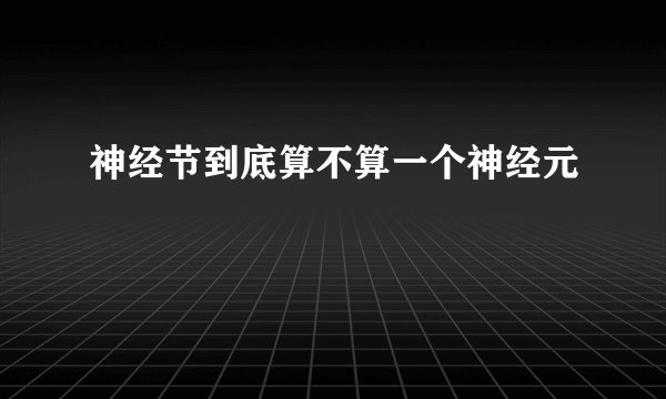 神经节到底算不算一个神经元