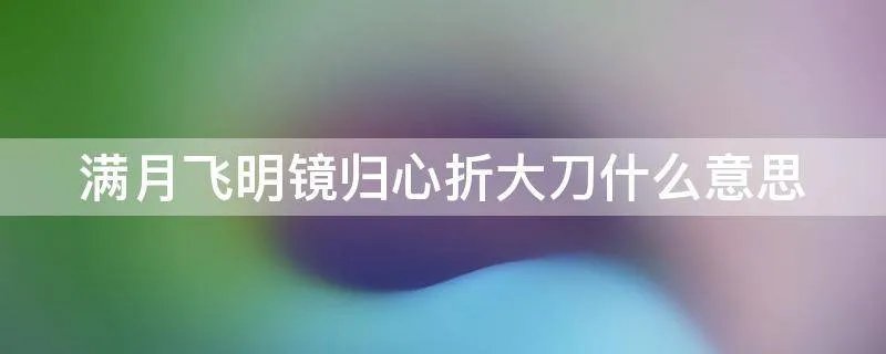 满月飞明镜归心折大刀什么意思