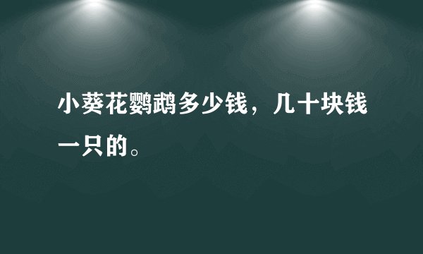 小葵花鹦鹉多少钱,几十块钱一只的。