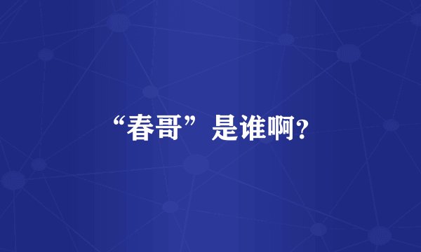 “春哥”是谁啊?