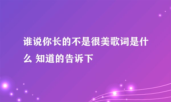 谁说你长的不是很美歌词是什么 知道的告诉下
