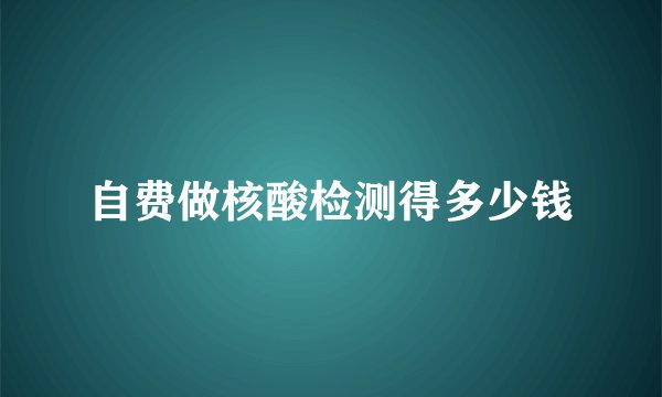 自费做核酸检测得多少钱