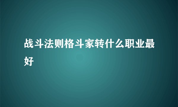 战斗法则格斗家转什么职业最好