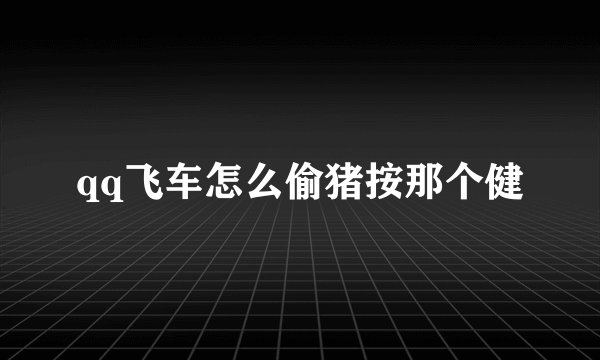 qq飞车怎么偷猪按那个健