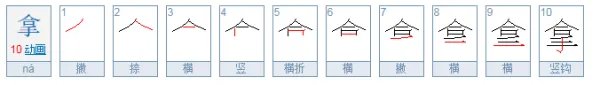 拿的笔顺是什么