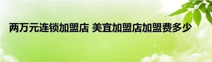 两万元连锁加盟店 美宜加盟店加盟费多少