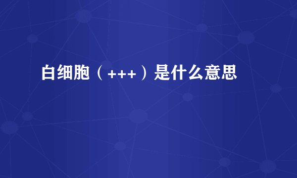 白细胞（+++）是什么意思