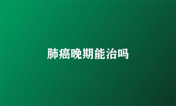 肺癌晚期能治吗