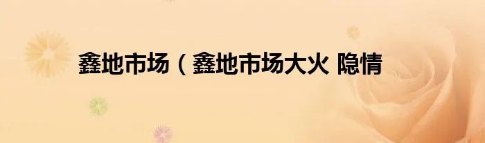 鑫地市场（鑫地市场大火 隐情