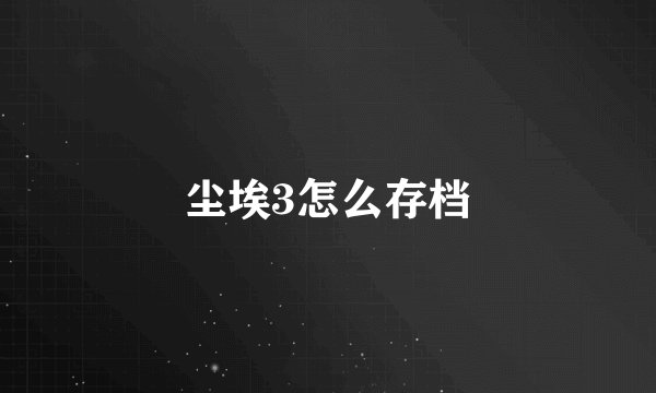 尘埃3怎么存档