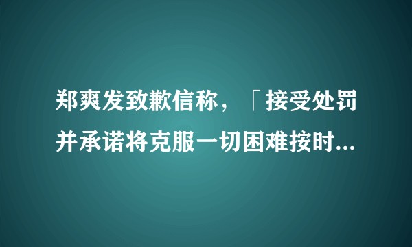 郑爽发致歉信称，「接受处罚并承诺将克服一切困难按时补缴税款、缴纳罚款」，还有哪些值得关注的信息？