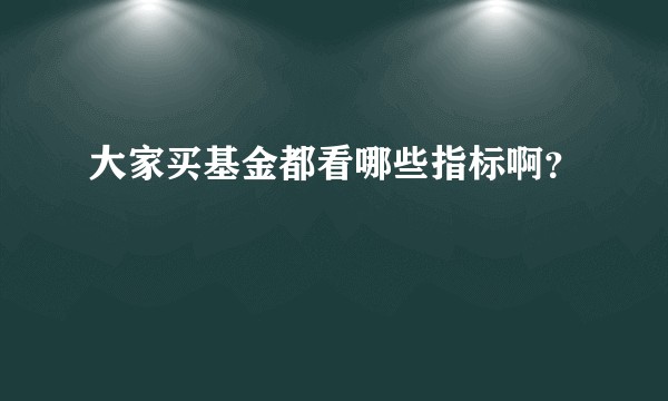 大家买基金都看哪些指标啊？