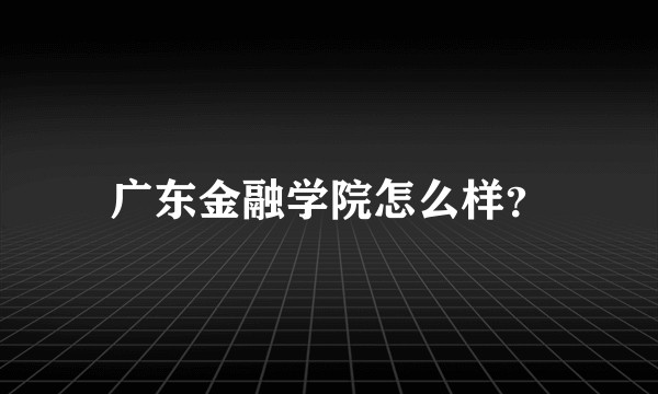 广东金融学院怎么样？