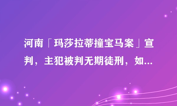 河南「玛莎拉蒂撞宝马案」宣判，主犯被判无期徒刑，如何看待这一判决结果？