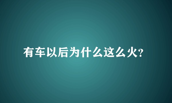 有车以后为什么这么火？