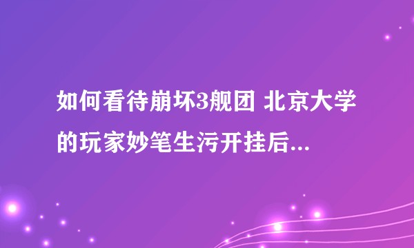如何看待崩坏3舰团 北京大学 的玩家妙笔生污开挂后毁号弃坑？