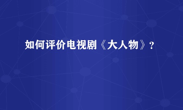 如何评价电视剧《大人物》？