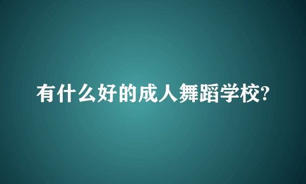 有什么好的成人舞蹈学校?