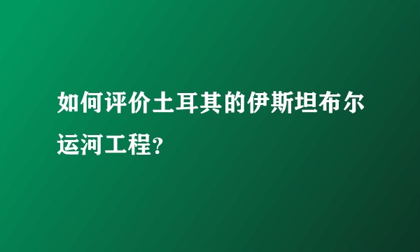 如何评价土耳其的伊斯坦布尔运河工程？