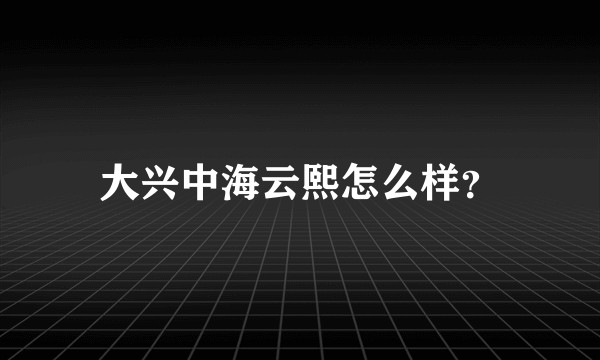 大兴中海云熙怎么样？